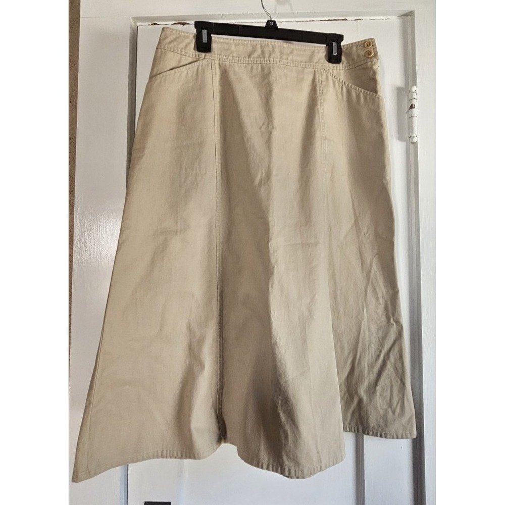 PENDLETON petite woman Sz 16 Khaki color mid skirt panel slip pockets